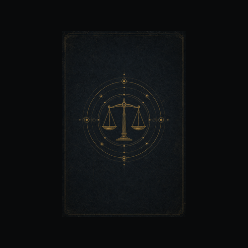 Antique-gold balance scales surrounded by sacred geometry on the Codex of Universal Law cover.